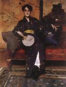 William Merritt Chase Blue Kimono china oil painting artist